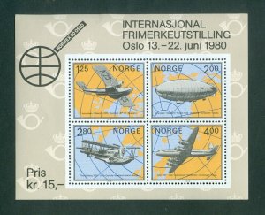 Norway. 1979. Norwex 80. MNH Souvenir Sheet 4-Block . Airplanes. Airshio.