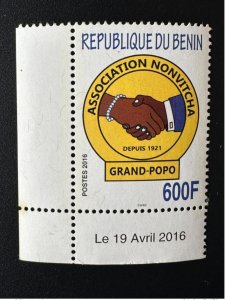 Benin 2016 Mi. A1673 600F Asso. Nonvitcha Grand-Popo Since 1921 1 MNH** stamp