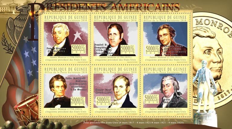 GUINEA - 2010 - James Monroe - Perf 6v Sheet - Mint Never Hinged