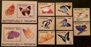 Tanzania 1988** Mi.498-05 + Bl.81, 82. Butterflies [20;45]