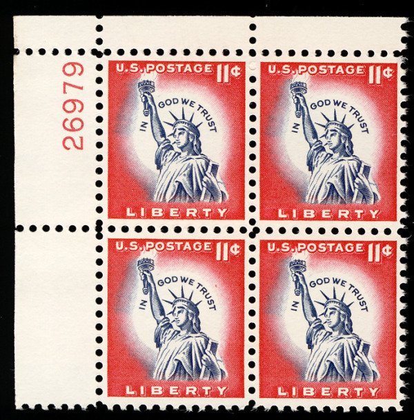 US #1044a PLATE BLOCK 11c Statue of Liberty, VF/XF mint never hinged, very fr...