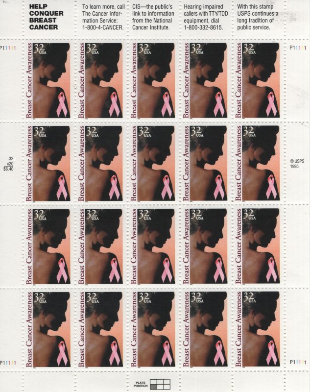 USA, 3081, MNH, 1996 Breast cancer awareness