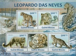 Snow Leopard Stamp Uncia Uncia Wild Animal S/S MNH #6536-6540