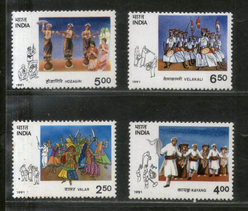 India 1991 Tribal Dances Costume Culture Sc 1365-68 MNH p1276-79