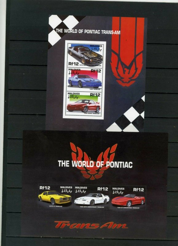 MALDIVES 2001 PONTIAC AUTOMOBILES 2 SHEETS OF 3 STAMPS MNH