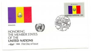 United Nations #489 Flag Series 1986, Romania, Artmaster, FDC