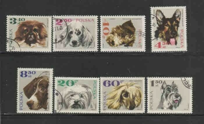 POLAND #1636-1643 1969 DOGS MINT VF LH O.G CTO