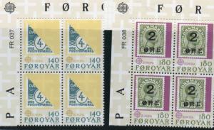 Faroe Islands Sc  43-44 1978 Europa stamp set blocks of 4  mint NH