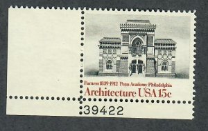 1840 American Architecture MNH single with plate number PNS