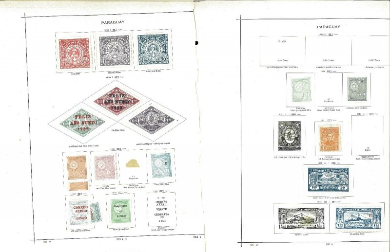 Paraguay 1907-1945 M & U on a MIx of Remaindered Pages. Mpstly Airmails.