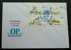 Germany Private Post OP OSTSEE  2004 Windmill Lighthouse Beach Ship (FDC) *rare