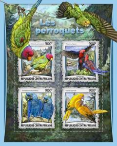 CENTRAFRICAINE 2017 SHEET PARROTS BIRDS