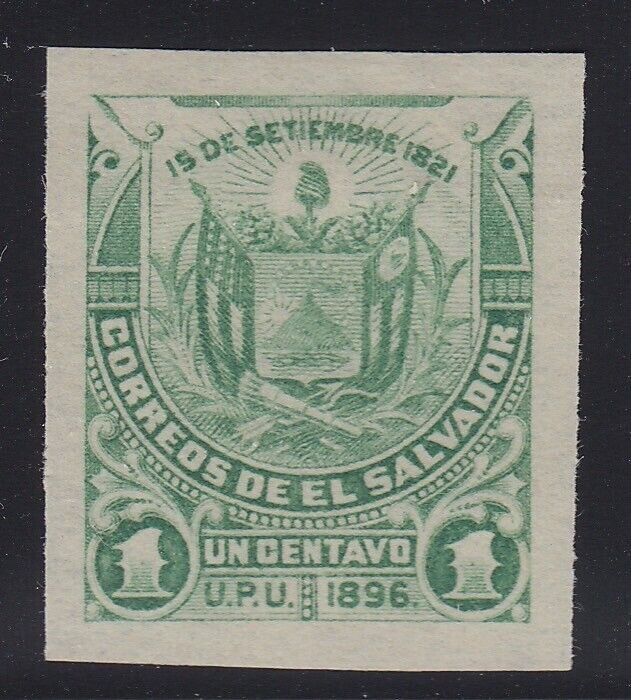 El Salvador 1896 1c Emerald Imperf/Plate Proof. Scott 146 var 