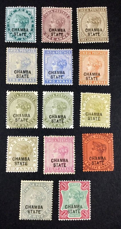 MOMEN: INDIA CHAMBA SG #1/18 1887-1895 MINT OG H £200 LOT #67983