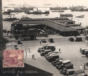 MALAYA FMS TIGER KGV Postcard Singapore PIER PPC Real Photo IPOH 1930 CDS MA85