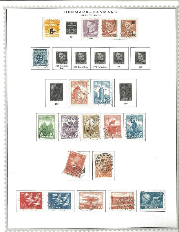 Denmark 1857-1961 M & U )mostly) Hinged on Minkus Global Pages.