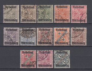 1919 German Old States Wurttemberg Full Set Mi.258-270 VF Used