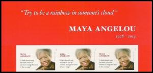 US 4979a Maya Angelou imperf NDC header strip 3 MNH 2015