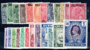 Burma 1937-8 SC 1-12, 19-30, l.h.m. Cat. $60.70