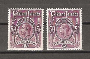 FALKLAND ISLANDS 1912/20 SG 67a, 68b MINT Cat £490