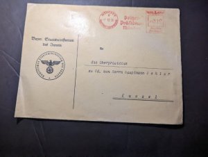 1936 Censored Germany Cover Munich to Kassel State Ministry of the Interior