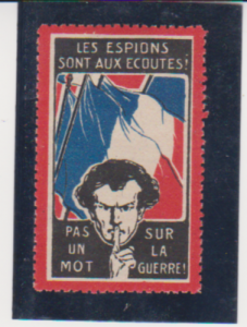 France WWI Anti-Spying  Listening Propaganda Vignette Cinderella Poster Stamp