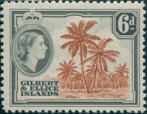 Gilbert & Ellice Islands 1956 SG70 6d Coconut Palms QEII MLH