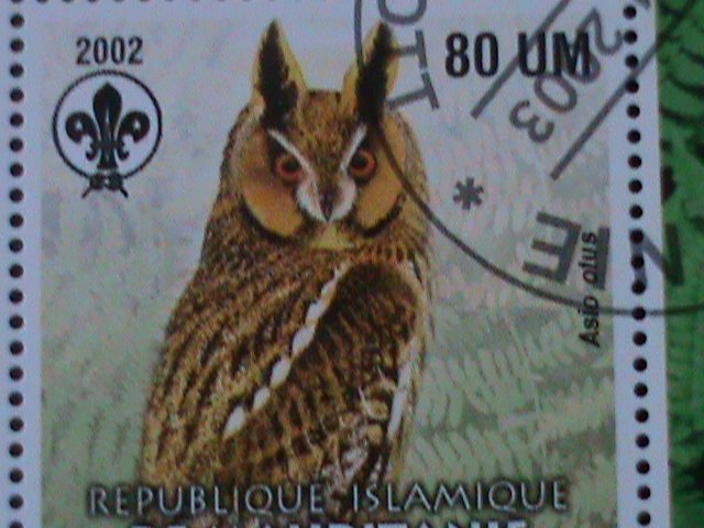 ​MAURITANIA-2003 BEAUTIFUL LOVELY OWLS WITH SCOUT LOCO-SHEET VF-FANCY CANCEL