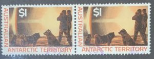 AUSTRALIAN ANTARCTIC TERRITORY 1966 DEFINITIVE $1 FINE USED PAIR CAT £32