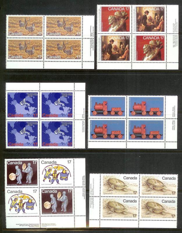 CANADA (223) Inscription Blocks/Field Sheet Blocks ALL Mint Never Hinged FV=C$73