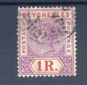 Seychelles 1r Bright Mauve & Deep Red SG34 Fine Used