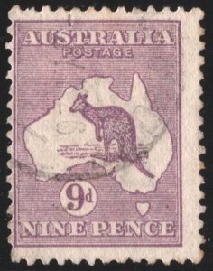 Australia SC#9 9d Kangaroo and Map Single (1913) Used