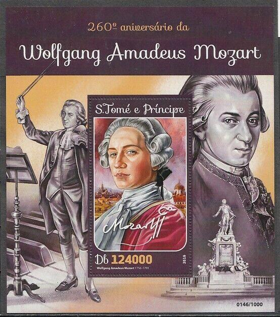 St. Thomas. 2016 issue. Composer W. A. Mozart s/sheet. ^