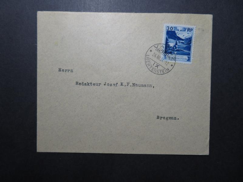 Liechtenstein SC# 99 on 1934 Cover to Bergenz / Single Franking - Z11849