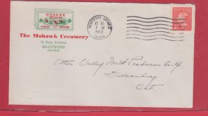 THE Mohawk Creamery 1952 4c orange George VI Brantford Canada cover