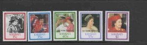 KIRIBATI #495-499 1987 QEII 60TH BIRTHDAY OVPRT MINT VF NH O.G