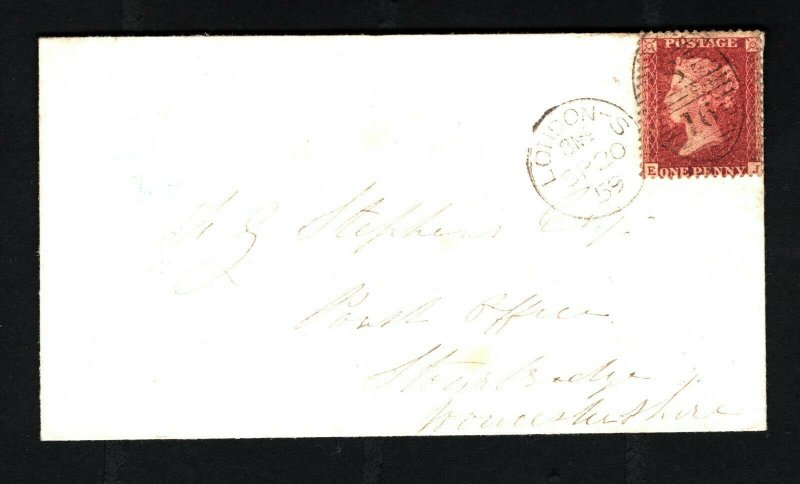 GB Cover London *KENNINGTON CROSS* Receiver 1859{samwells-covers}BD165 