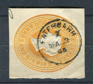 INDIA; 1880s classic QV 4a. 6p. fine POSTMARK Stationary Piece, Fatehgarh