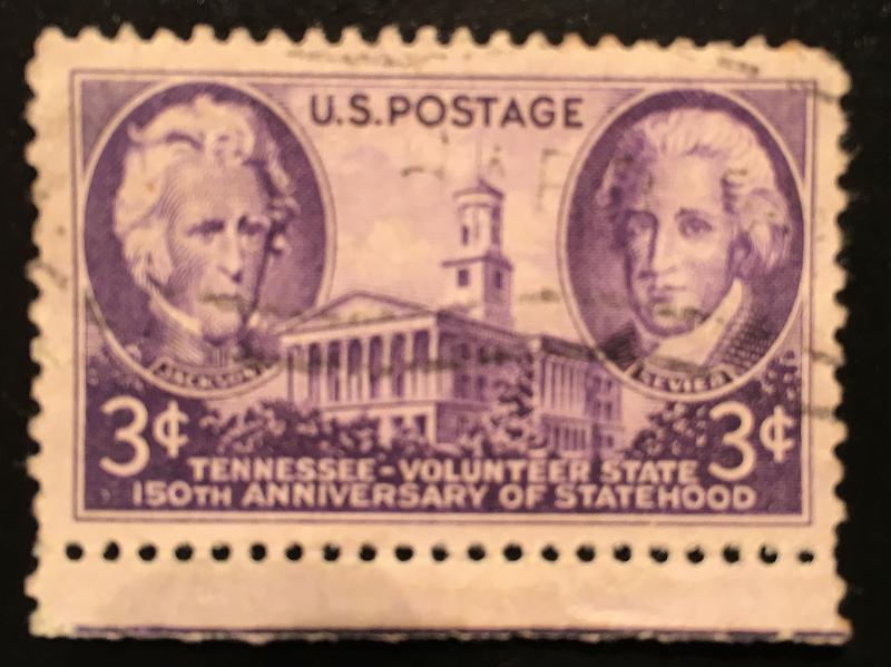 941 Tennessee Statehood, Circulated single, Good, NH, Vic's Stamp Stash