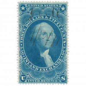 R87c $3.50 First Issue, Washington, Inland Exchange, U.S. Internal Revenue, 1863