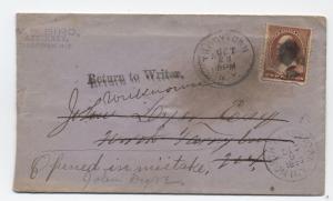 1887 Tarrytown NY #20 cover return to writer opened in mistake [y2363]