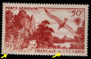 FRENCH POLYNESIA Scott C17 MH* 1948 Shearwater Bird Airmail stamp, scuffs below