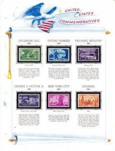 U S 1953 Commemorative Mint NH Year Set on White Ace Album Pages - 2 Scans