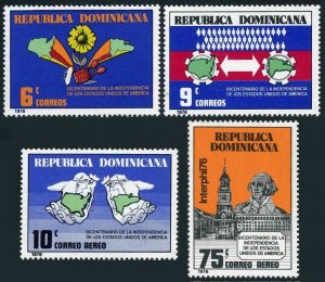 Dominican Rep 765-C240, MNH. USA-200, 1976. Maps, Washington, Independence Hall.