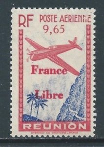 Reunion #C16 NH 9.65fr Airplane Issue Ovptd. France Libre