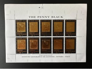 Bhutan 1996 Mi. 1632 UNCUT PRINTER Sheet Penny Black 22 Karat First Print Gold-