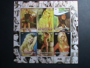 ​CONGO-2005- BRIGITTE BARDOT- FAMOUS NUDE SEXY MOVIE STAR- MNH SHEET  VF