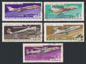 Russia C104-C108, CTO. Michel 3168-3172. Civil aviation & airports, 1965.