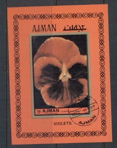 Ajman 1972 Mi#466B Flowers, Violets IMPERF MS CTO
