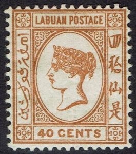 LABUAN 1892 QV 40C NO WMK RECESS PRINTING